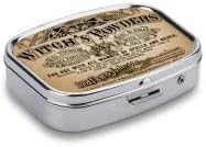 Metal 2 Compartment Pill Organizer Travel Friendly Portable Compact Box to Hold Vitamins/Tylenol/Fish Oil/Supplements/Tablet (Vintage Witch's Powders), 1.97 x 0.79 x 0.39 Inch, 1.0 Count
