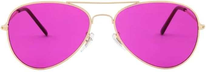 Aviator Style Color Therapy Glasses – Gold Metal Frame, UV400 Protection, Metal Hinges, Silicone Nose Pads – 10 Colors