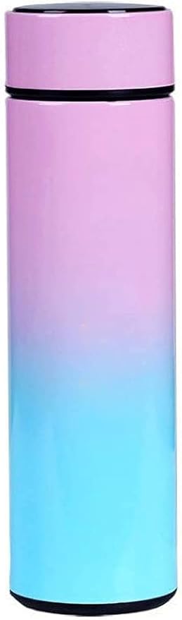 QiCheng&LYS Coffee Cup,Tea Infuser Bottle,Smart Sports Water Bottle with LED Temperature Display,17 OZ Vacuum-Insulated Stainless-Steel Water Bottle (Pink Gradient)
