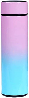 QiCheng&LYS Coffee Cup,Tea Infuser Bottle,Smart Sports Water Bottle with LED Temperature Display,17 OZ Vacuum-Insulated Stainless-Steel Water Bottle (Pink Gradient)