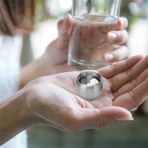 Small Pill Box, Stainless Steel Shape Mini Portable Organizer Case Metal Container Medicine Bottle Ring Holder Keychain Sealed Jar Pendant for Purse Outdoor Camping Travel