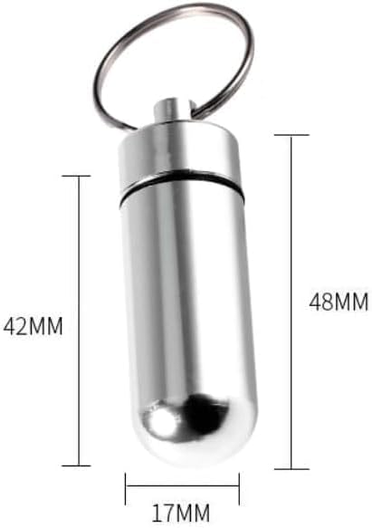 Silver Portable Stainless Steel Pill Container, Waterproof Mini Sealed Jar, Aluminum Alloy Keychain Pill Bottle Medication Aids