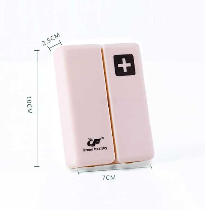 Magnetic Foldable Pill Case, Daily Pill Box Organizer Easy to Open, BPA Free, 7-Day Portable Weekly Vitamin Dispenser Reminder for Medicine, Fish Oil, Supplements, Capsule, DHA, Beige White