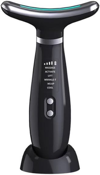 Face Massager -4 Color Red-Light-Therapy for Face and Neck for Wrinkles, Double Chin, Vibrating Facial Massager with Thermals (Cold-Hot-Black)