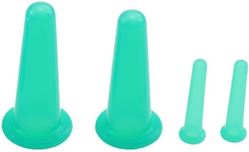 BWESOO 4Pcs Massage Cupping Set Silicone Mini Facial Cups Face Massager Helper Skin Care Neck Back Eyes Massaging Cup Safe to Use, Don't Worry About Burns Health Care Products (Green)