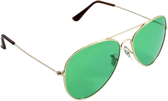 Aviator Style Color Therapy Glasses – Gold Metal Frame, UV400 Protection, Metal Hinges, Silicone Nose Pads – 10 Colors