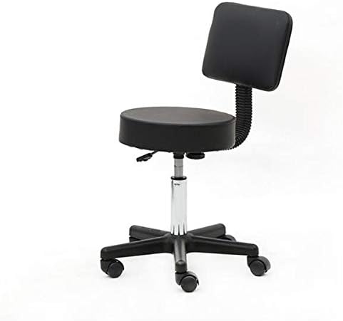 Salon Stool, Medical Spa Stool with Back, Round Chair with Swivel Backrest, Adjustable Chair with Wheels for Beauty Salon Spa Tattoo Massage,Dental Clinic,Office Art Studio (Black 2)