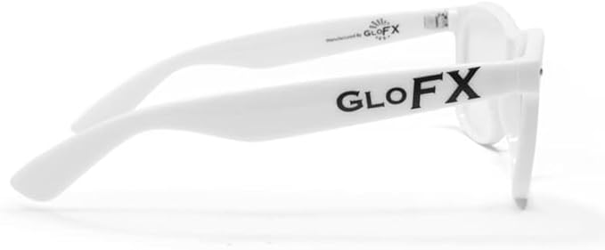 GloFX Ultimate Diffraction Glasses - White - 3D Prism Rainbow Effect - Great Edm, Festival, Concert, Fireworks, Christmas Lights, and Rave Accessory - White Frames