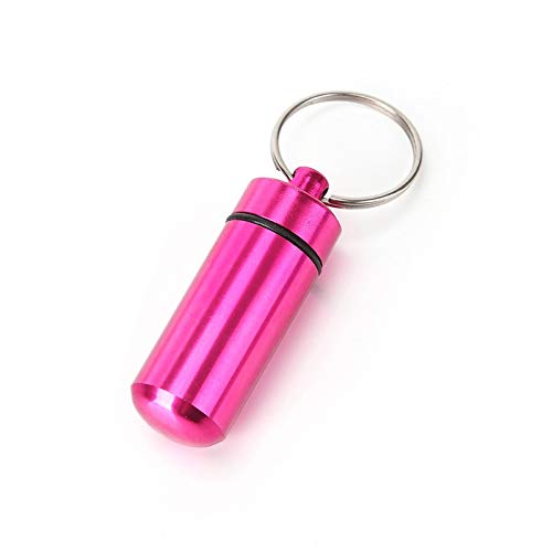 Pill Box Key Ring, DEALPEAK Colorful Portable Waterproof Mini Pills Storage Box Keychain Emergency Medicine Pill Sealed Box Case for Outdoor Office Travel Camping (Color: Pink)