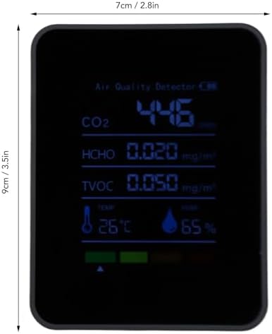 CO2 Monitor Indoor Air Quality Meter Real Time Detection of Carbon Dioxide HCHO TVOC Temperature Humidity Portable Data Logger for Home Office
