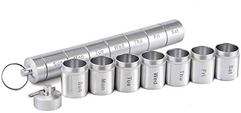 Mini Pill Case Adjusting Pill Dispenser Waterproof 7 Days Pill BPA-Free Holder Box Pocket Mini Travel Pill Container Purse Small Portable Medicine Keychain Outdoors and Travel and Carabiner (1 Pcs)