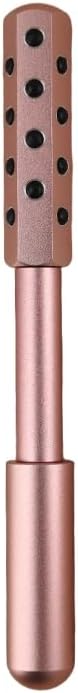 24-Stone Facial Roller - Cooling Face & Neck Massager Tool for Skin Rejuvenation | 360° Contouring with Germanium Stones & Aircraft Aluminum | Portable 7.6" Beauty Roller - Gold