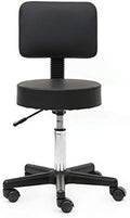Salon Stool, Medical Spa Stool with Back, Round Chair with Swivel Backrest, Adjustable Chair with Wheels for Beauty Salon Spa Tattoo Massage,Dental Clinic,Office Art Studio (Black 2)