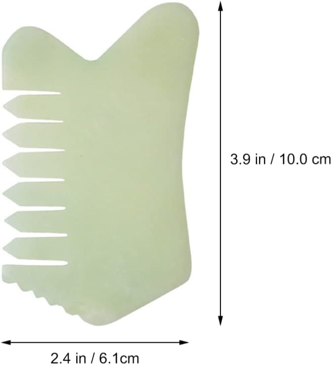 Healifty Jade Comb Scalp Massager - Natural Green Jade Hair Massager Comb for Head Massage and Relaxation with Smooth Edges Ergonomic Design 3.93X2.40X0.23In