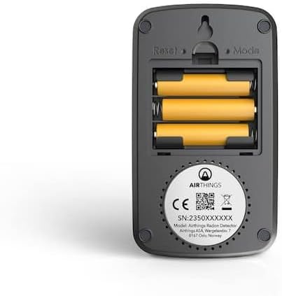 Airthings Battery-Operated Lightweight Digital Home Radon Detector with LCD Display for Continuous and Long-Term Monitoring