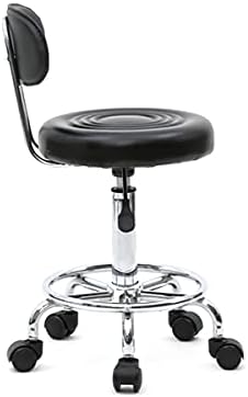 Salon Stool, Medical Spa Stool with Back, Round Chair with Swivel Backrest, Adjustable Chair with Wheels for Beauty Salon Spa Tattoo Massage,Dental Clinic,Office Art Studio (Black 1)