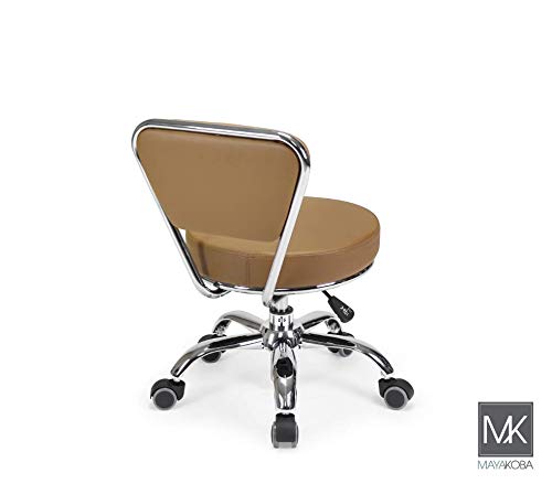 MAYAKOBA Dayton Pedicure Stool Cappuccino Pneumatic, Adjustable Height Perfect for Nail Salon, Pedicure spa, Rolling Salon Furniture & Equipment