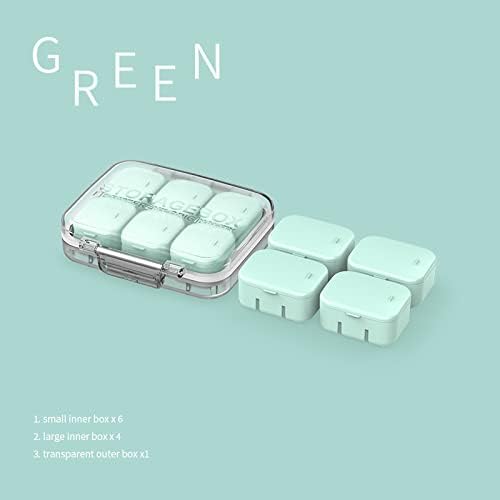 Pill Organizer Weekly A Set with 10 Small Pill Box, WOWHOUSE Daily Pill Case Free Combination Use (Green)