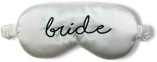 Funky Junque Adjustable Satin Bride Eye Mask Silk-Filled Ultra-Soft Sleep Mask for Honeymoon Travel Meditation - Bride (White)