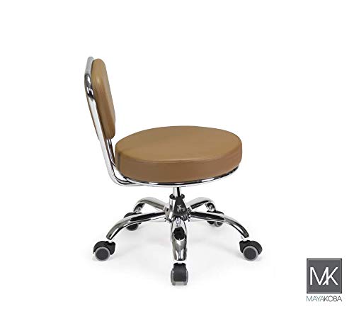 MAYAKOBA Dayton Pedicure Stool Cappuccino Pneumatic, Adjustable Height Perfect for Nail Salon, Pedicure spa, Rolling Salon Furniture & Equipment