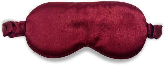 Funky Junque Adjustable Satin Maroon Sleep Mask for Women, Ultra Lightweight Eye Mask for Sleeping, Travel, Meditation - Burgundy