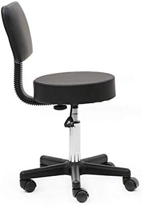 Salon Stool, Medical Spa Stool with Back, Round Chair with Swivel Backrest, Adjustable Chair with Wheels for Beauty Salon Spa Tattoo Massage,Dental Clinic,Office Art Studio (Black 2)