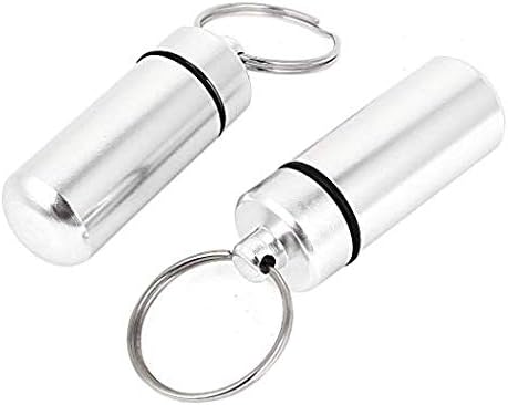 Aluminum Waterproof Pill Bottle Drug Holder Container Keychain 2pcs