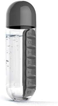 2-in-1 Water Bottle and Pill Organizer, 600ml Capacity, 7 Compartments outdoor capsule cup medicine box dispenser (Black)