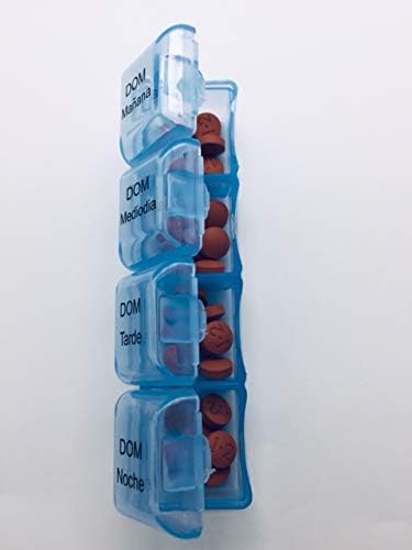 Spanish 7 Day Four Times a Day Weekly Pill Planner Organizer - Large Compartment Pill Boxes Store medications for Entire Week. Cuatro veces al día Durante UNA semana.