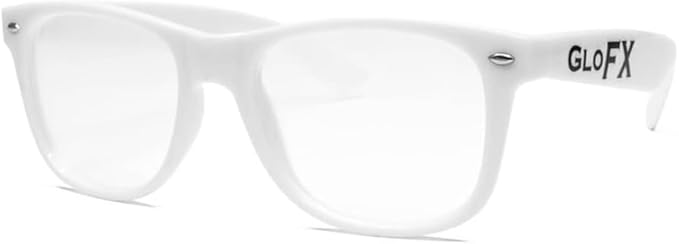 GloFX Ultimate Diffraction Glasses - White - 3D Prism Rainbow Effect - Great Edm, Festival, Concert, Fireworks, Christmas Lights, and Rave Accessory - White Frames