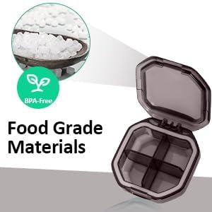 Daily Pill Organizer, 2 Pack 4 Compartments Small Pill Box Portable Pill Case, Travel Pill Organizer for Purse Pocket to Hold Vitamins, Cod Liver Oil, Supplements and Medication (Grey+Grey)