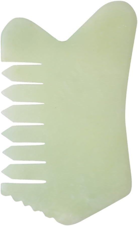 Healifty Jade Comb Scalp Massager - Natural Green Jade Hair Massager Comb for Head Massage and Relaxation with Smooth Edges Ergonomic Design 3.93X2.40X0.23In