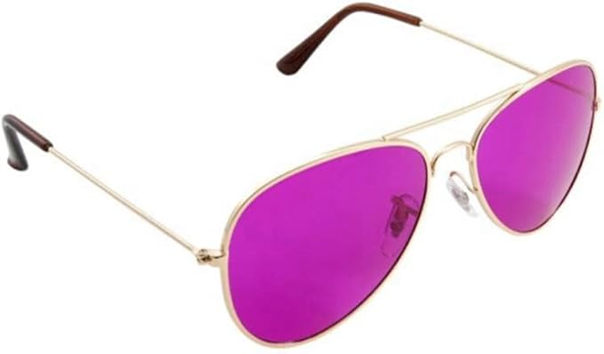 Aviator Style Color Therapy Glasses – Gold Metal Frame, UV400 Protection, Metal Hinges, Silicone Nose Pads – 10 Colors
