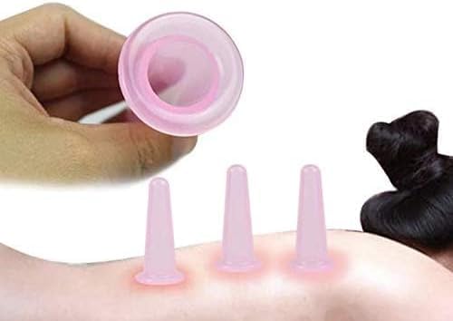 4Pcs Pink Facial Cupping Therapy Set Anti Cellulite Silicone Vacuum Cupping Cups for Face and Eye Cupping Massage, Massage Tools and Equipment