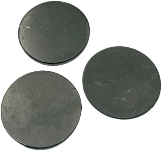 3 pcs Premium Round Shungite Stickers for Cell Phone Case Laptop Tablet Computer - Polished Shungite Protection Plate with Carbon Fullerenes (20mm)