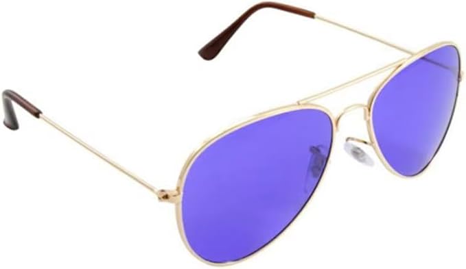Aviator Style Color Therapy Glasses – Gold Metal Frame, UV400 Protection, Metal Hinges, Silicone Nose Pads – 10 Colors