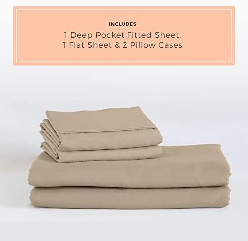 PeachSkinSheets Cooling Bed Sheets for Hot Sleepers - Ultra-Soft Breathable Luxury Microfiber Sheet Set, Moisture-Wicking, Deep Pocket, Oeko-TEX® (King Size, Light Mocha)