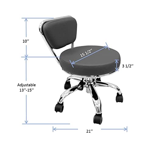 MAYAKOBA Salon Nail Pedicure Stool Pedicure Chair Dayton Black Pneumatic, Adjustable, Rolling Salon Furniture & Equipment
