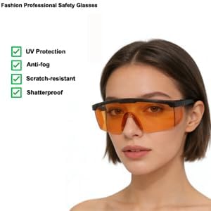 mozeeda UV Light Safety Glasses Protection,UVC 400 Blue Light Blocking Protective Glasses Goggles,Ansi Z87 Adjustable Temples Eyewear, Shaded Shatterproof Scratch Resistant Safe Sunglasses with Case