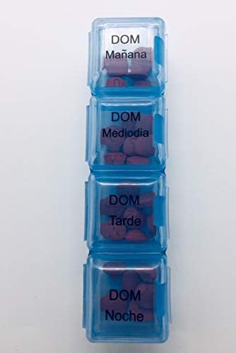 Spanish 7 Day Four Times a Day Weekly Pill Planner Organizer - Large Compartment Pill Boxes Store medications for Entire Week. Cuatro veces al día Durante UNA semana.