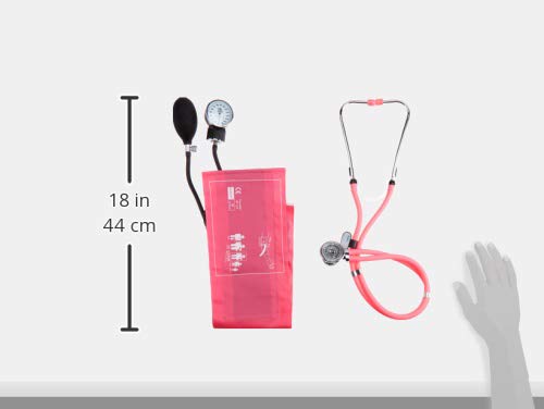 EMI Professional Deluxe Aneroid Sphygmomanometer and Sprague Rappaport Stethoscope Set Kit #330 (Pink)