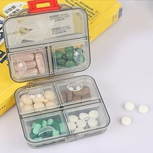 AYNEFY 7 Grids Weekly Travel Box,Portable Travel Vitamin Fish Oil Organizer Pocket Case Container Box(Grey)