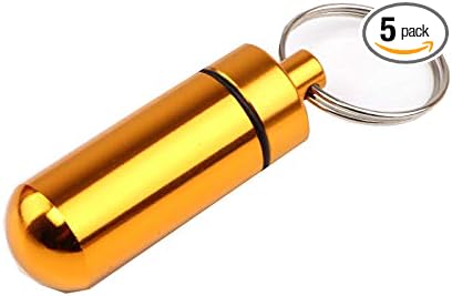 Portable Pill Box Keychain Aluminium Alloy Mini Pill Organizer Case Container for Purse,Waterproof Metal Pill Holder Medicine Bottle for Outdoor Camping Travel