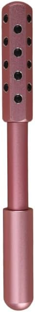 24-Stone Facial Roller - Cooling Face & Neck Massager Tool for Skin Rejuvenation | 360° Contouring with Germanium Stones & Aircraft Aluminum | Portable 7.6" Beauty Roller - Pink