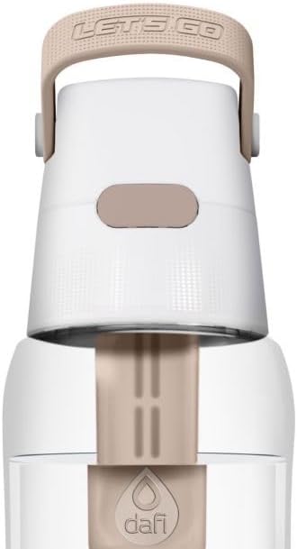 Dafi Filtered Water Bottle with Straw 17 oz - Sports Water Bottle Reusable with Carbon Filter for Gym, Travel, Daily Use - Leakproof, BPA-Free with Hypoallergenic Mouthpiece & Carrying Handle - Beige