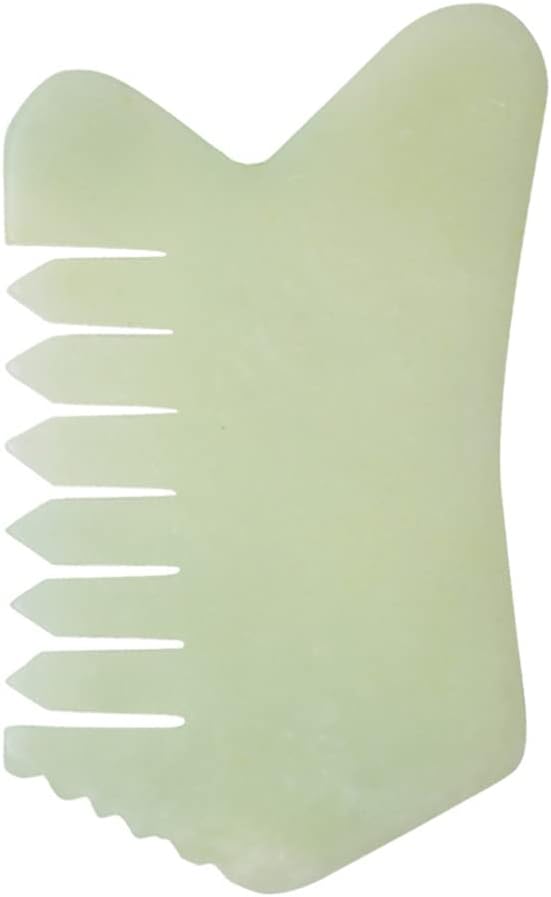 Healifty Jade Comb Scalp Massager - Natural Green Jade Hair Massager Comb for Head Massage and Relaxation with Smooth Edges Ergonomic Design 3.93X2.40X0.23In