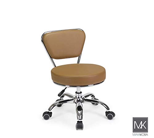 MAYAKOBA Dayton Pedicure Stool Cappuccino Pneumatic, Adjustable Height Perfect for Nail Salon, Pedicure spa, Rolling Salon Furniture & Equipment