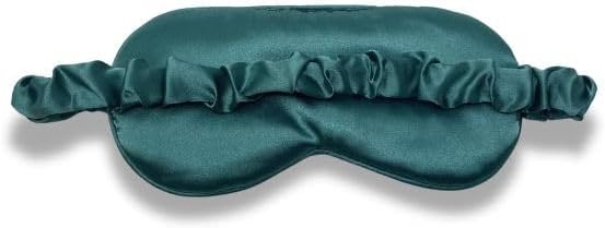 Funky Junque Adjustable Satin Sleep Mask Filled Eye Mask Blindfold for Women, Ultra Lightweight, Blocks Light, Soft, Ideal for Home, Travel, Meditation - Teal