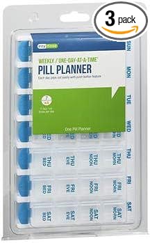 Ezy Dose Medication Organizer Four-a-Day Weekly One-Day-at-a-Time #67133 - 1 Each, Pack of 3