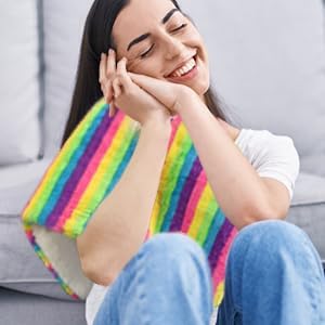 Electric Heating Pad for Back/Waist/Abdomen/Shoulder/Neck Pain and Cramps Relief - 12 Heat Levels, 8 Timers,Cute Plush Heat Pad, Machine Washable-Rainbow-Z(12" x 24")